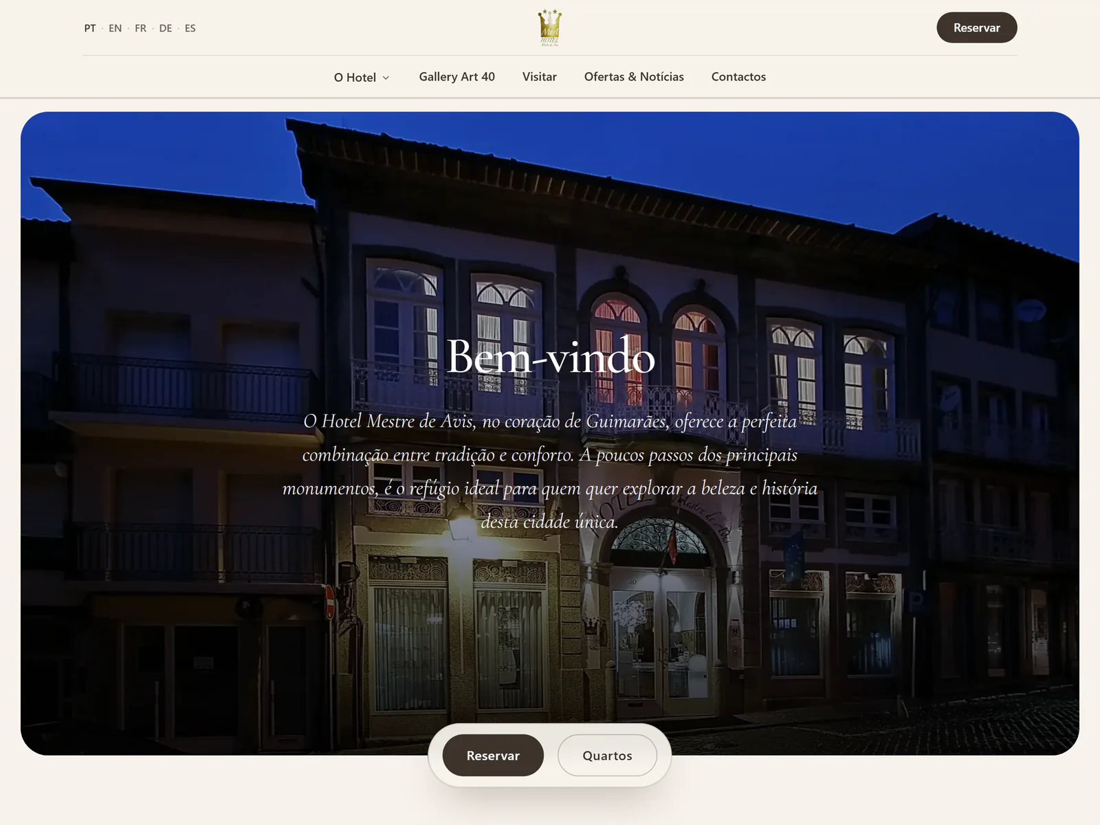 Hotel Mestre de Avis — Site de hotel com reservas diretas, em Guimarães.